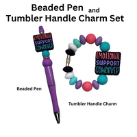 Emotional Support Coworker Beaded Pen And Handle Charm Set From Blue Cat Tees On Shopify
