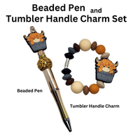 Highland Cow Beaded Pen & Handle Charm Set From Blue Cat Tees On Shopify