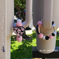 PINK SKULL HEART HANDLE CHARM FROM BLUE CAT TEES ON  SHOPIFY