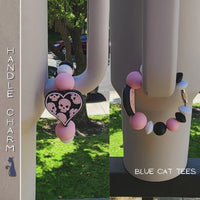 Skull Heart Pink Handle Charm Halloween