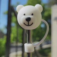 Bear White Straw Topper