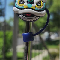 Dragon Chinese Blue Straw Topper