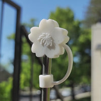 Flower White Straw Topper