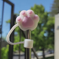 Cat Paw White Ridged Straw Topper