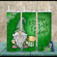Gnome St. Patrick's Day Kiss 20 oz Skinny Tumbler Oopies