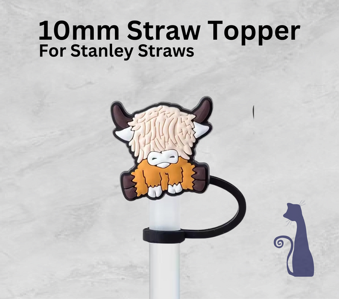 HIGHLAND COW STRAW TOPPER FROM BLUE CAT TEES ON  SHOPIFY