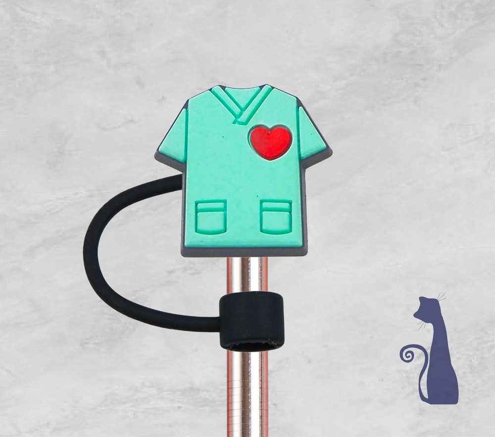 MEDICAL SCRUBS STRAW TOPPER  FROM BLUE CAT TEES ON  SHOPIFY 