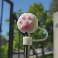 
              Cat Paw White Round Straw Topper
            