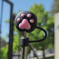 
              Cat Paw Black Round Straw Topper
            