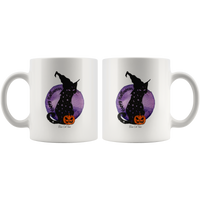 
              Witchy Black Cat Halloween Coffee Mug
            