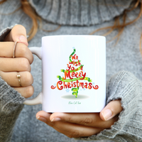 
              We Wish You A Merry Christmas Tree White Coffee Mug From Blue Cat Tees
            