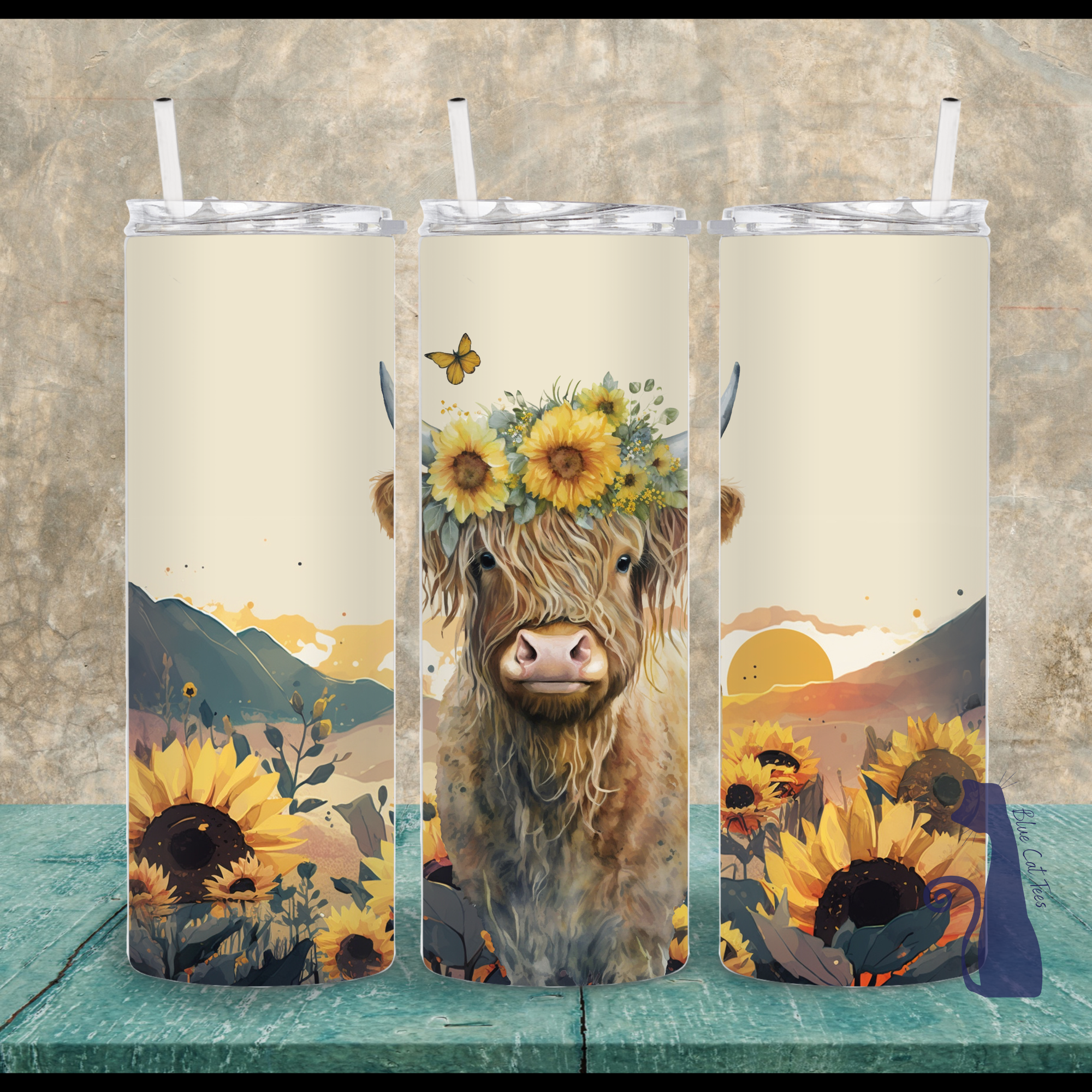 Sunflower Gnome 20 oz insulated tumbler with lid and straw