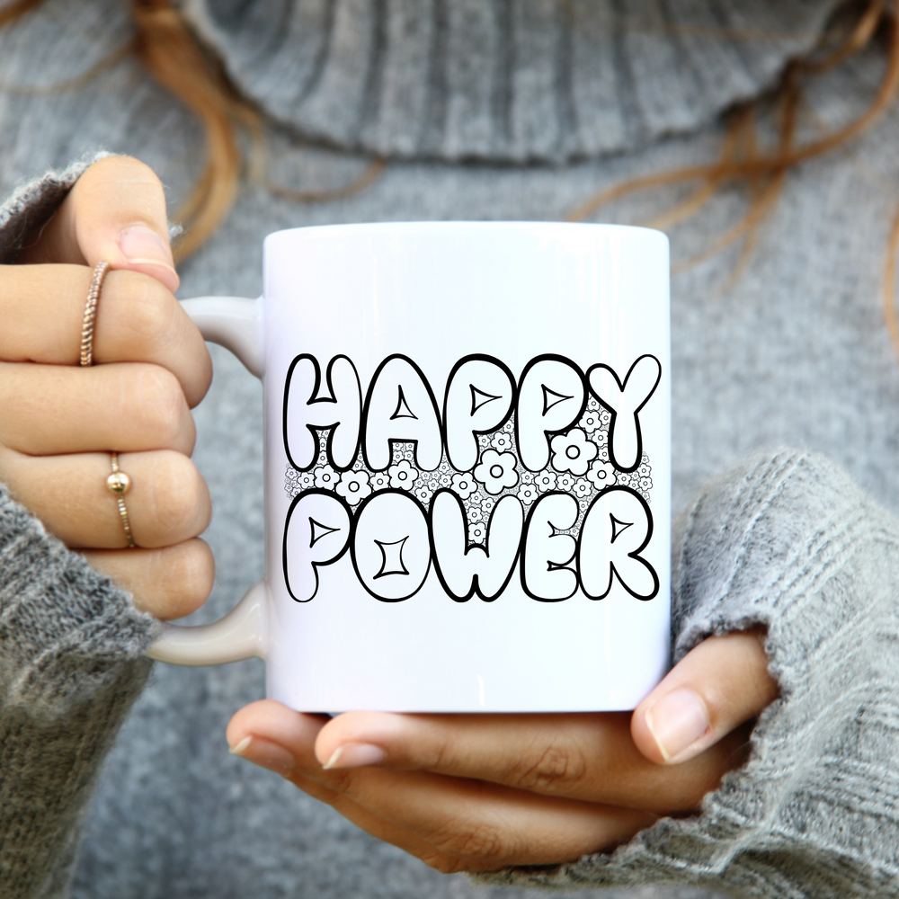 Happy Power Coffee Mug From Blue Cat Tees On Etsy