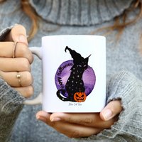 
              Witchy Black Cat Halloween Coffee Mug
            